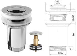 Pileta 5/4" klik s prepadom, z�tka d37mm okr�hla, s vyb.kov.sitkom,v��ka 89-119mm,celokov.pochr�m